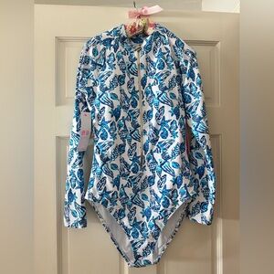 Lilly Pulitzer Blue and White Floral Swimsuit